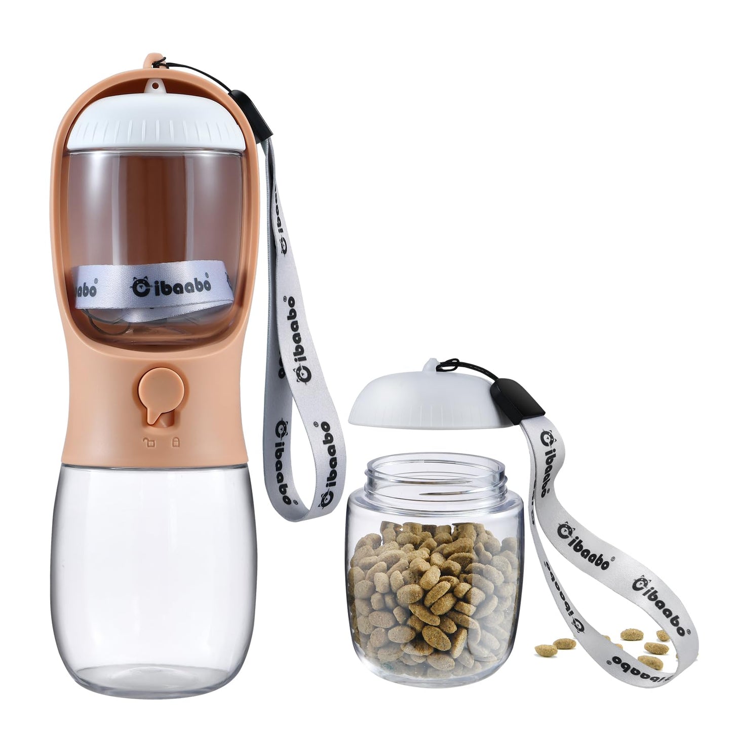 Cibaabo Dog Water Bottle with Food Container, Travel Puppy Water Bowl, Portable Pet Dispenser, Dog Gift Stuff Accessories Items, Puppy Essentials Necessities for Yorkie Cat Walking and Hiking