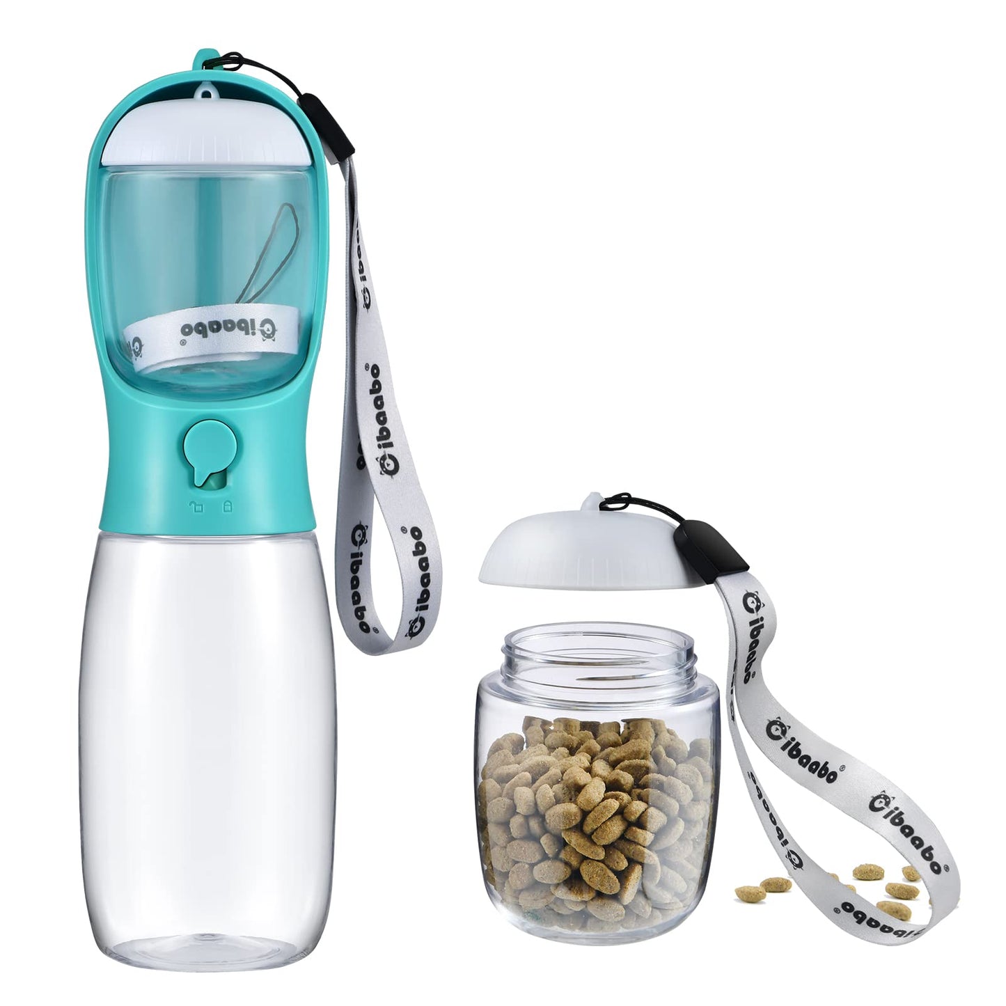 Cibaabo Dog Water Bottle with Food Container, Travel Puppy Water Bowl, Portable Pet Dispenser, Dog Gift Stuff Accessories Items, Puppy Essentials Necessities for Yorkie Cat Walking and Hiking
