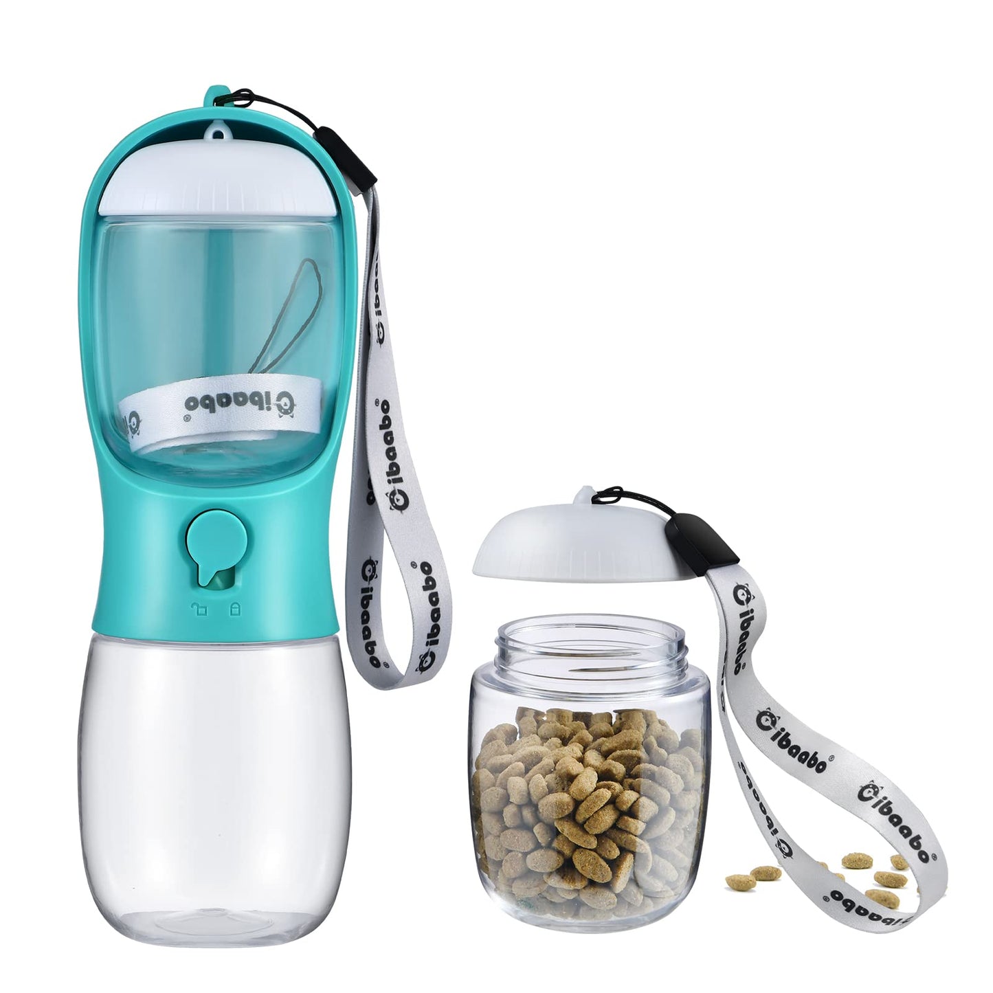 Cibaabo Dog Water Bottle with Food Container, Travel Puppy Water Bowl, Portable Pet Dispenser, Dog Gift Stuff Accessories Items, Puppy Essentials Necessities for Yorkie Cat Walking and Hiking