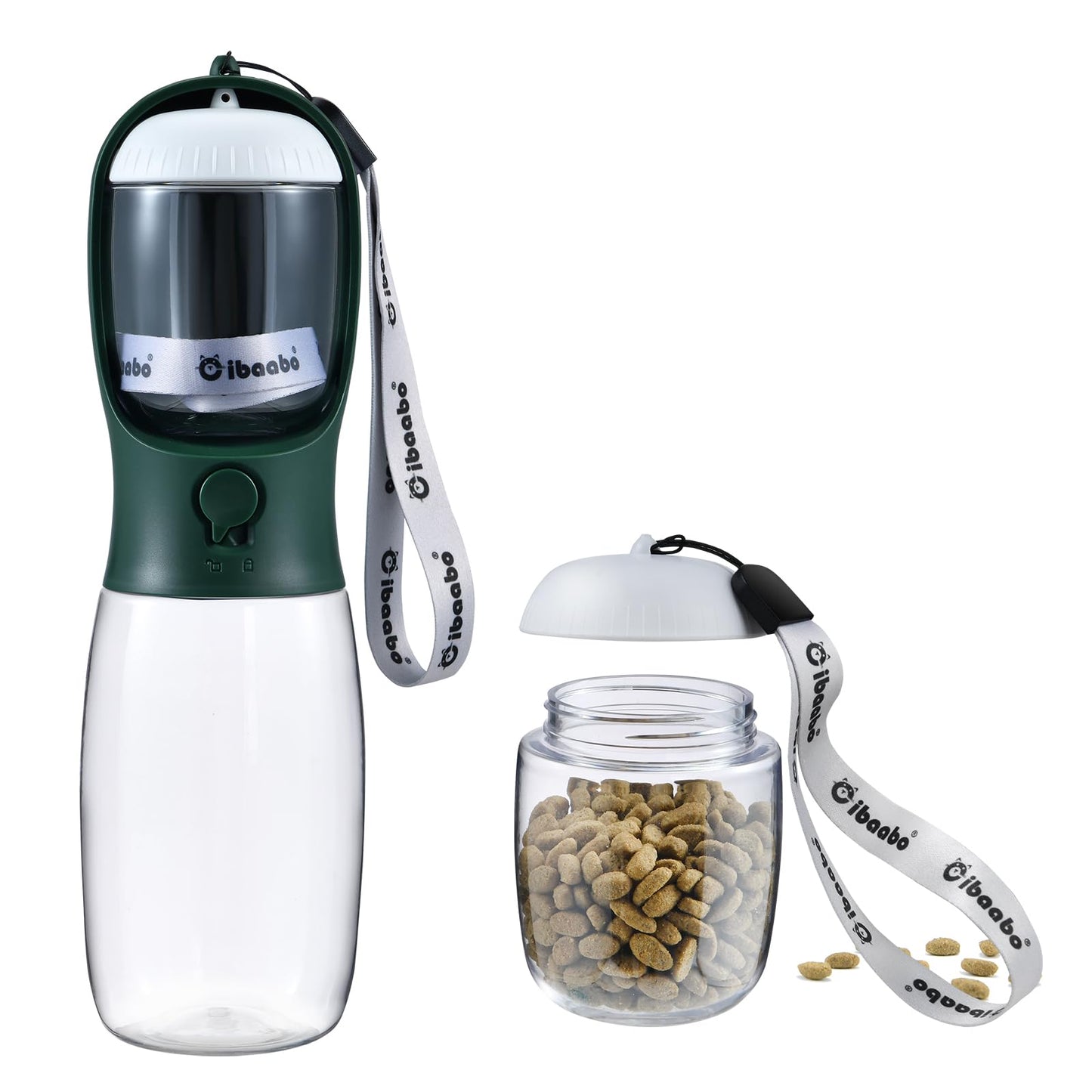 Cibaabo Dog Water Bottle with Food Container, Travel Puppy Water Bowl, Portable Pet Dispenser, Dog Gift Stuff Accessories Items, Puppy Essentials Necessities for Yorkie Cat Walking and Hiking
