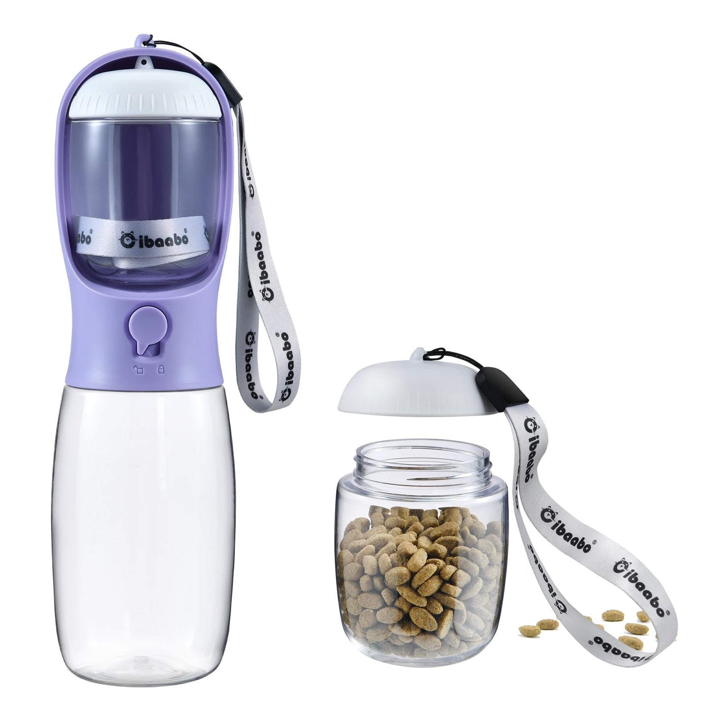 Cibaabo Dog Water Bottle with Food Container, Travel Puppy Water Bowl, Portable Pet Dispenser, Dog Gift Stuff Accessories Items, Puppy Essentials Necessities for Yorkie Cat Walking and Hiking