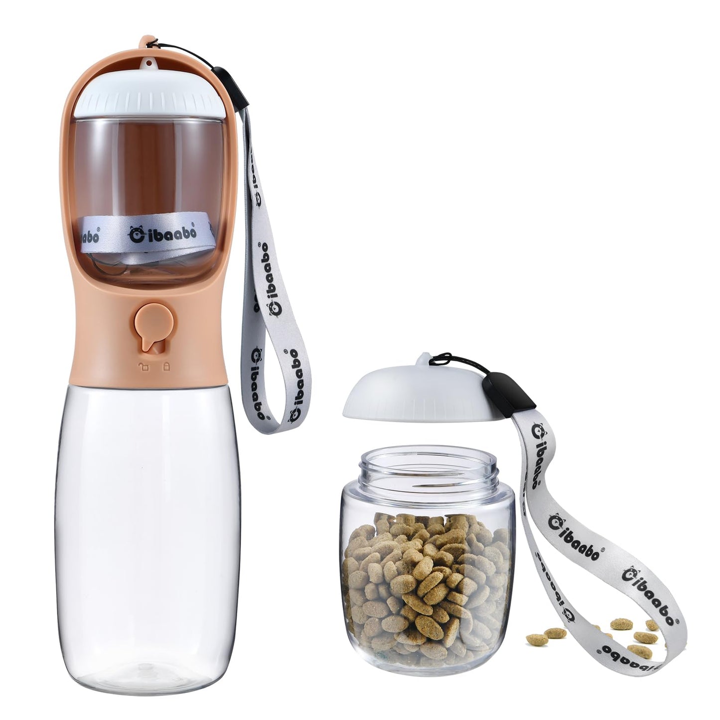 Cibaabo Dog Water Bottle with Food Container, Travel Puppy Water Bowl, Portable Pet Dispenser, Dog Gift Stuff Accessories Items, Puppy Essentials Necessities for Yorkie Cat Walking and Hiking