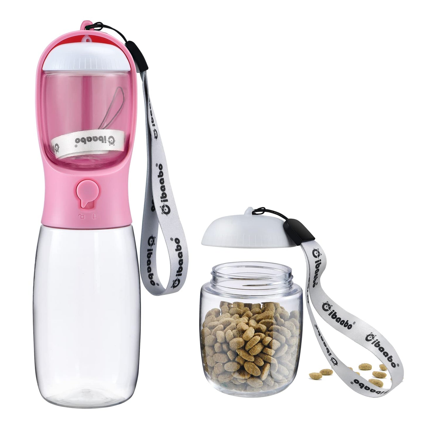 Cibaabo Dog Water Bottle with Food Container, Travel Puppy Water Bowl, Portable Pet Dispenser, Dog Gift Stuff Accessories Items, Puppy Essentials Necessities for Yorkie Cat Walking and Hiking