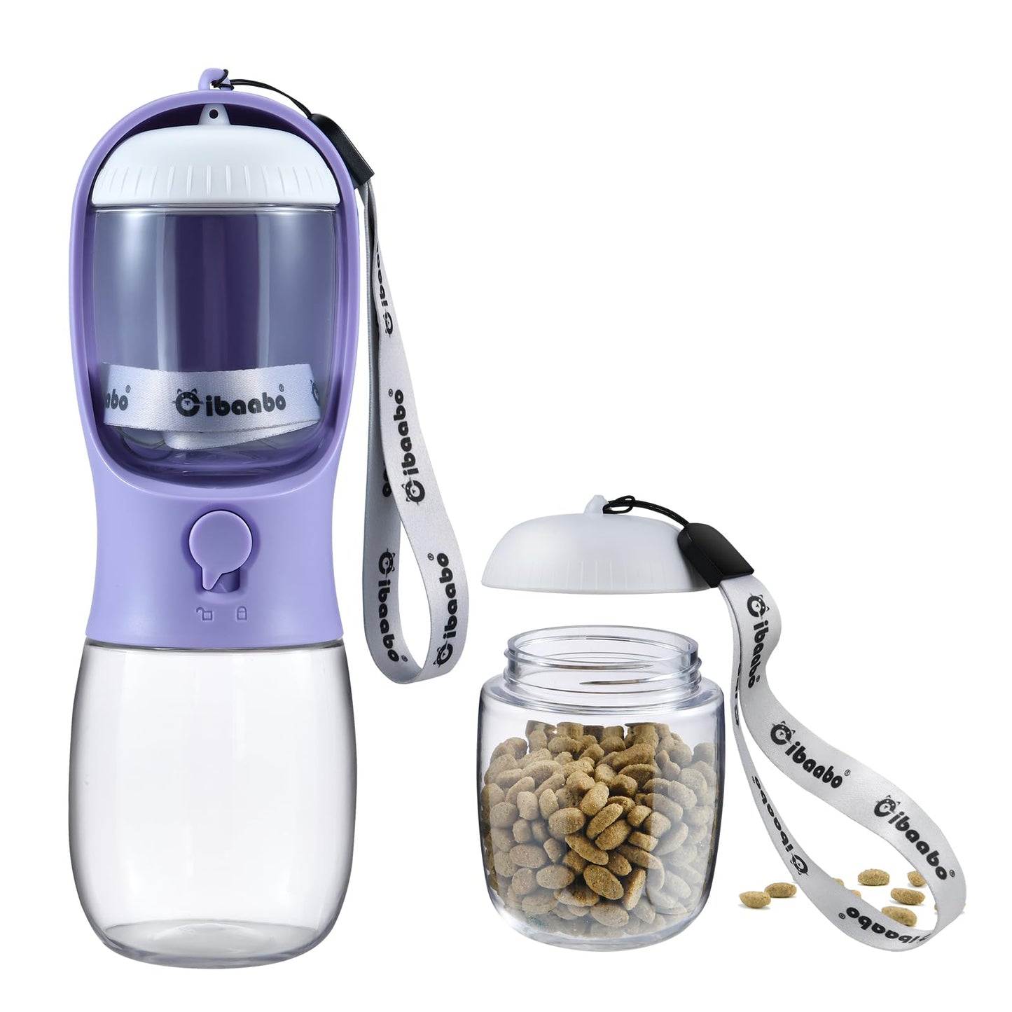 Cibaabo Dog Water Bottle with Food Container, Travel Puppy Water Bowl, Portable Pet Dispenser, Dog Gift Stuff Accessories Items, Puppy Essentials Necessities for Yorkie Cat Walking and Hiking