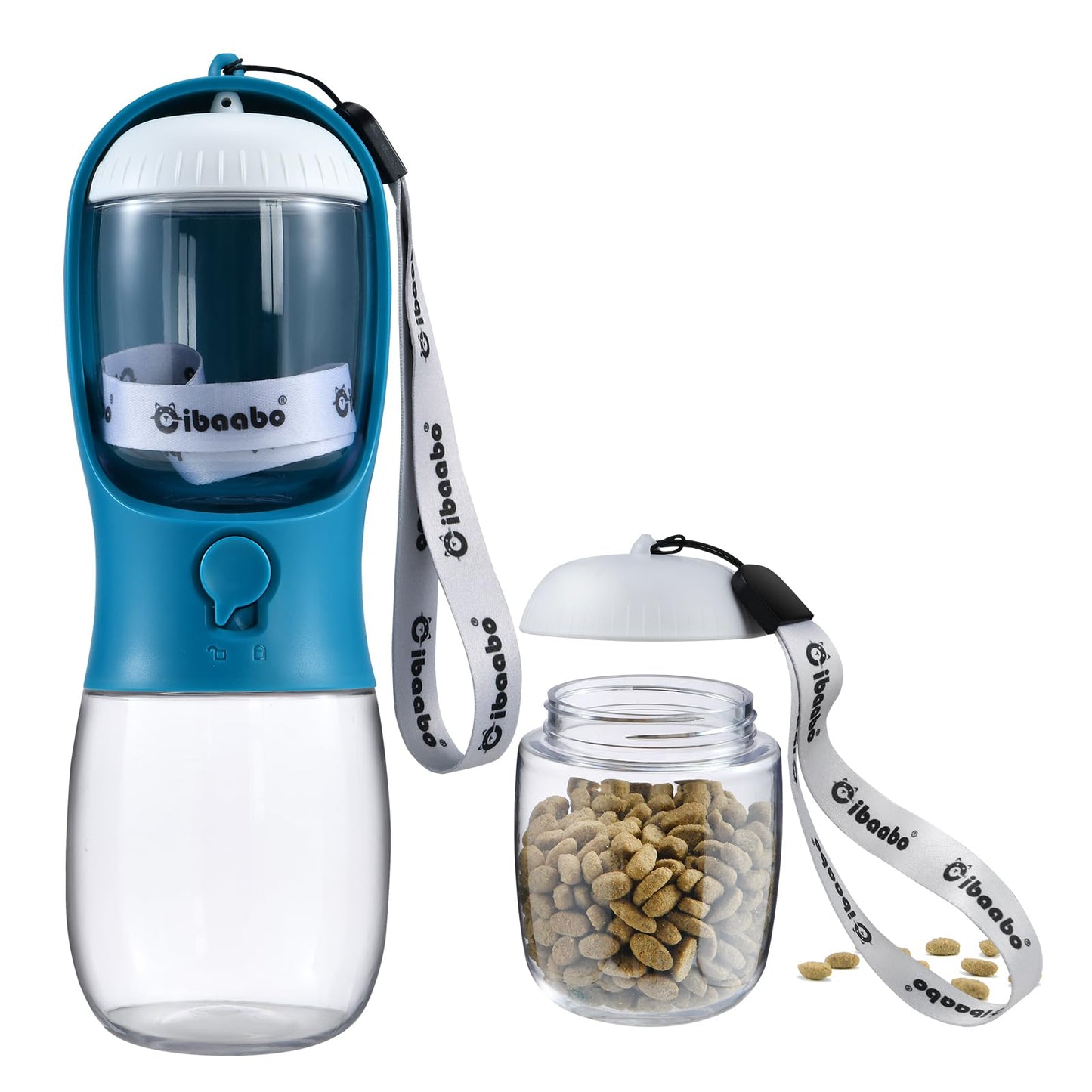 Cibaabo Dog Water Bottle with Food Container, Travel Puppy Water Bowl, Portable Pet Dispenser, Dog Gift Stuff Accessories Items, Puppy Essentials Necessities for Yorkie Cat Walking and Hiking